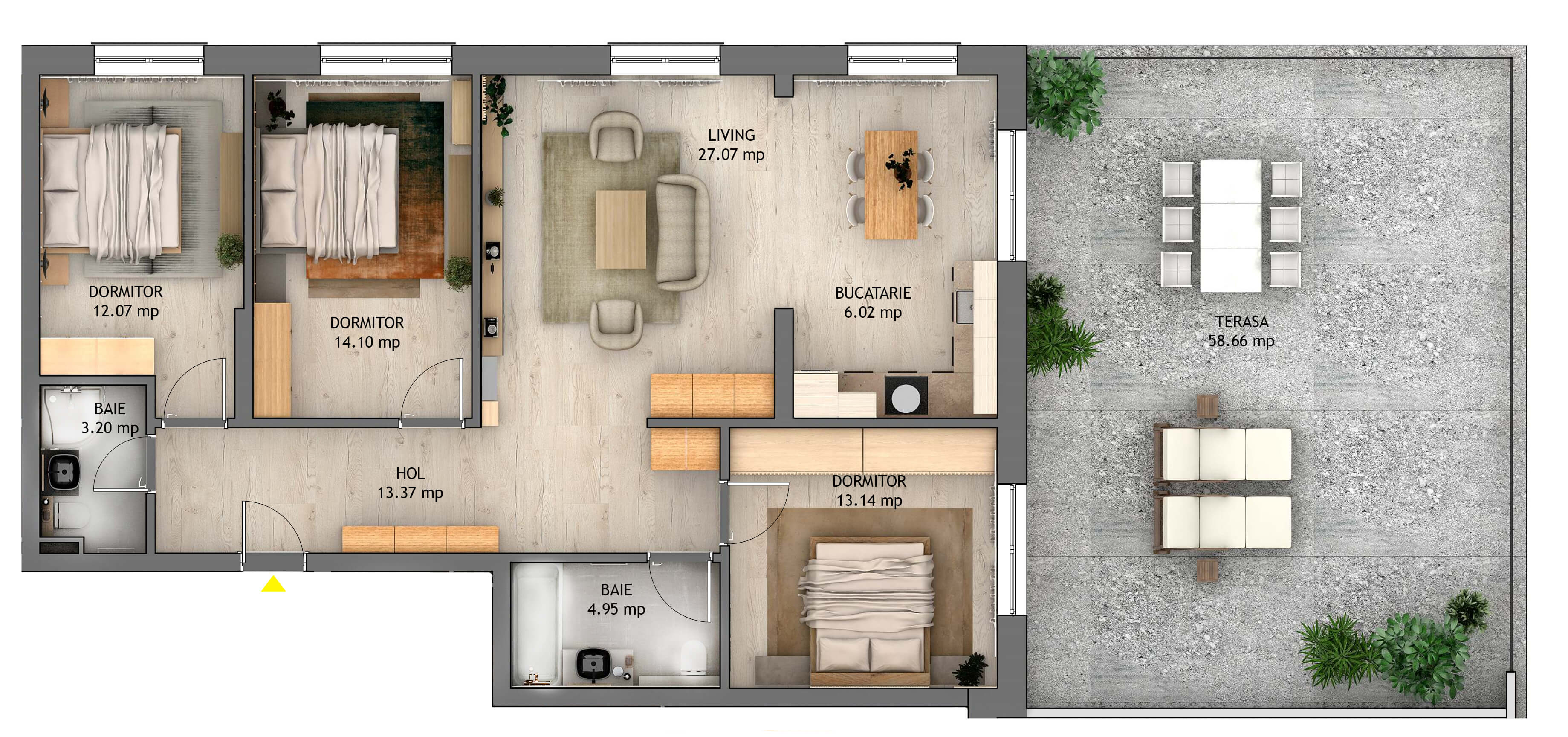 Apartament Penthouse cu 4 camere Tip P4